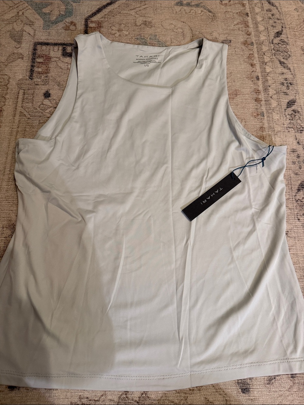 Tahari Light grey Scoop Neck Sleeveless Tank